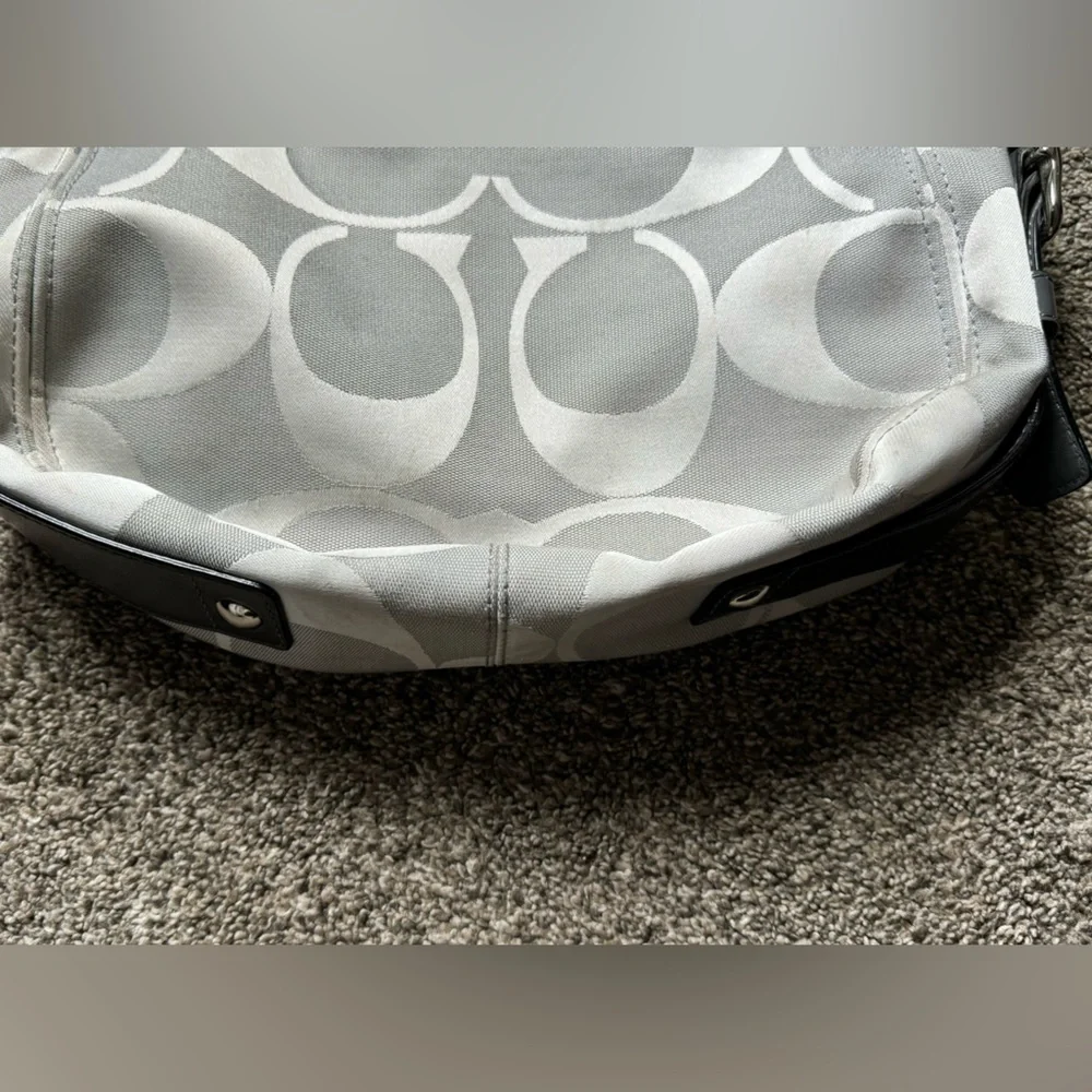 Coach Hobo Bag in Gray and Black Signature Jacquard